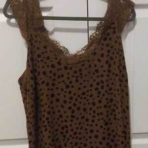 Umgee Brown and Black Polka Dot Camisole